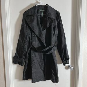 Lauren Ralph Lauren Belted Water Resistant Double Breasted Trench Coat Sz M